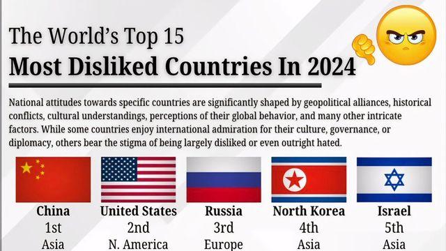 전세계에서 가장 비호감인 나라 TOP 15