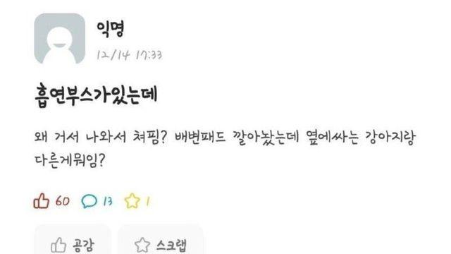 배변훈련이 안된 흡연자들 