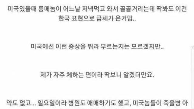 미국 룸메 체해서 손 따준 썰