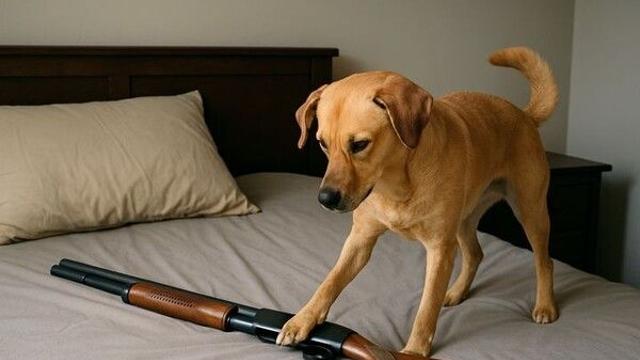 침대 위에 총 올려놨다가…반려견이 밟아 주인 총상