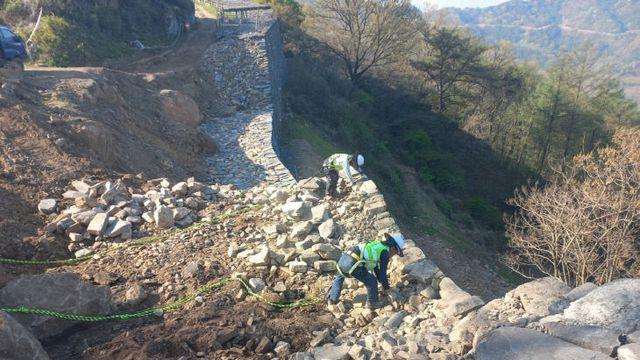 계족산성 성곽 보수공사 재개