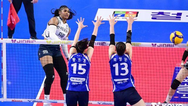 '삼각편대' 앞세운 여자배구 도로공사, IBK 꺾고 8연승 질주