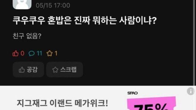 쿠우쿠우 혼밥은 뭐 하는 사람이냐