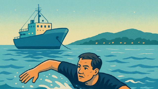 부산 바다에 '퐁당'... 2시간 30분 헤엄쳐 밀입국 '체력왕'