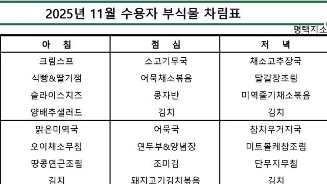 요즘 구치소 식단표