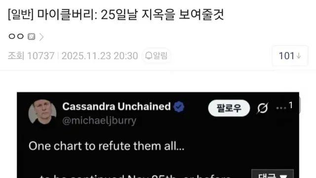 마이클 버리: 25일 나스닥 지옥을 보여주겠다