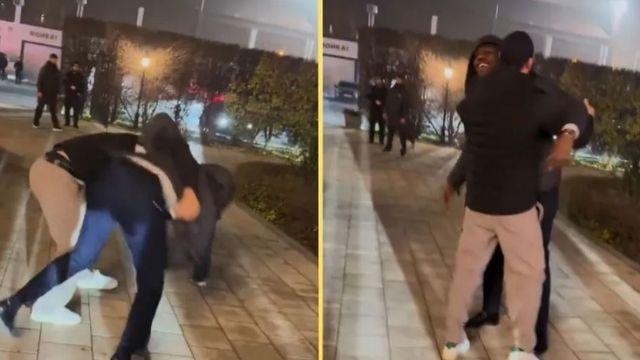 대치욕! UFC 'GOAT' 존 존스가 길거리 싸움에서 충격패?…미들급 챔피언 치마예프가 땅으로 내동댕이쳤다→폭발적 반응