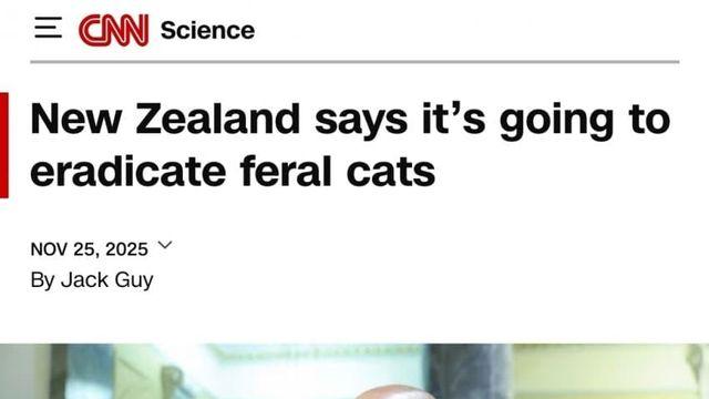 뉴질랜드, 길고양이 말살 선언