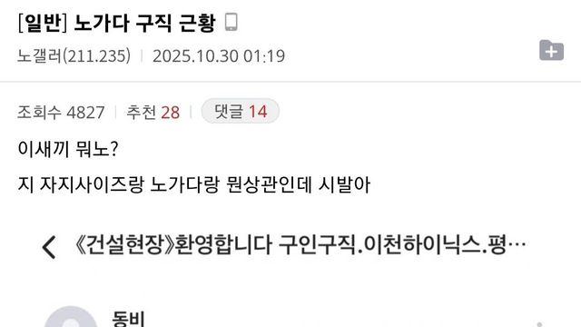 요즘 노가다 구직 근황