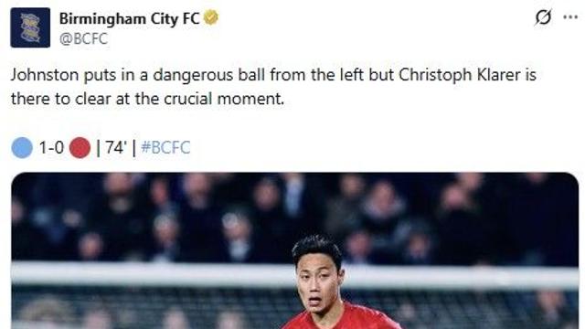 백승호, 부상 복귀해 풀타임…버밍엄시티, 웨스트브롬과 1-1 무