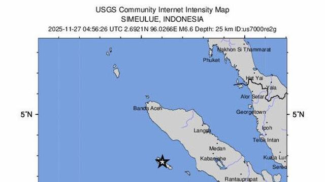 인도네시아 북수마트라 메단 서남서쪽서 규모 6.6 지진