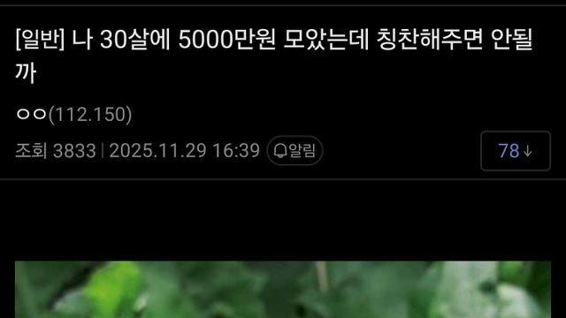 서른에 5천만원 모았다고 칭찬해달라는 디씨인