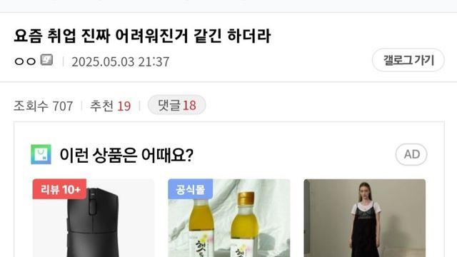 요즘 취업이 진짜 어려워진 거 같긴 하더라