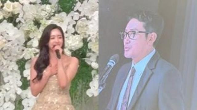 [왓IS] 하정우 축사→셀프 축가 ‘울컥’…함은정♥김병우 감독 결혼식 현장