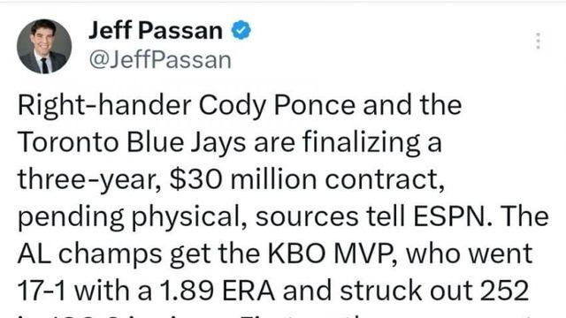 폰세 토론토 3년 30M & 와이스 휴스턴행