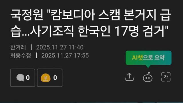 국정원 캄보디아 급습... 사기꾼 17명 검거