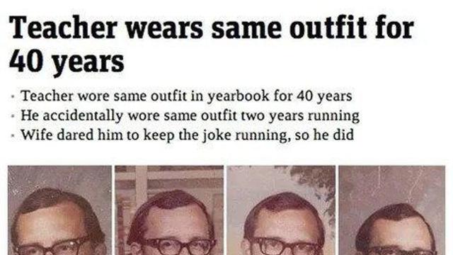 40년동안 졸업앨범 같은 옷 입고 찍은 교사 