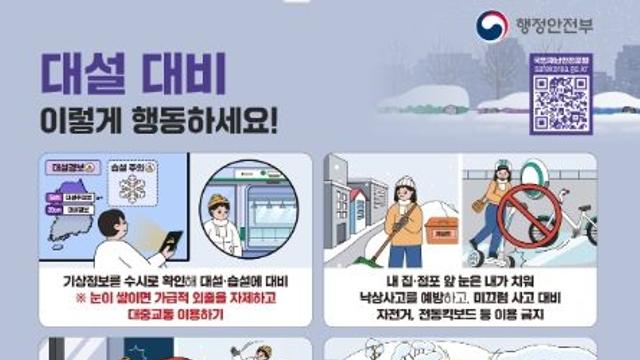 행정안전부, 수도권, 강원 대설 특보, 중앙재난안전대책본부 1단계 가동
