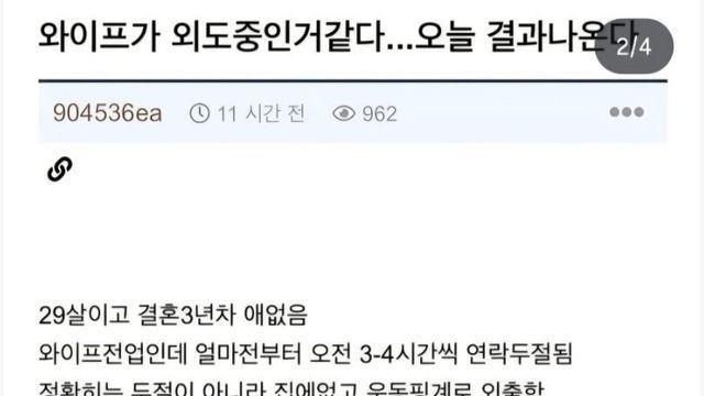 아내 외도 글 후기 요약