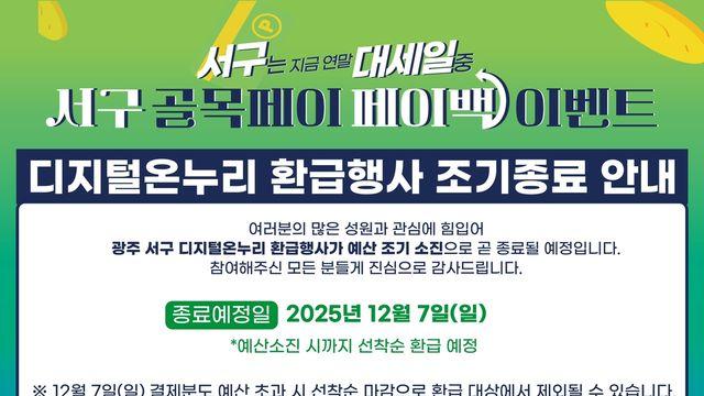 광주 서구, 디지털 온누리상품권 최대 20% 환급 조기 종료