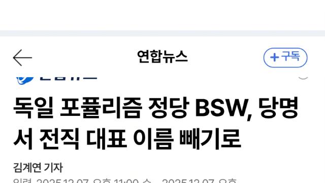 독일 포퓰리즘 정당, '바겐크네히트' 이름 뺐다