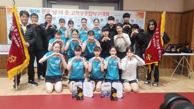 탁구 화성도시공사, 중고학생대회 여고·여중부 단체전 우승