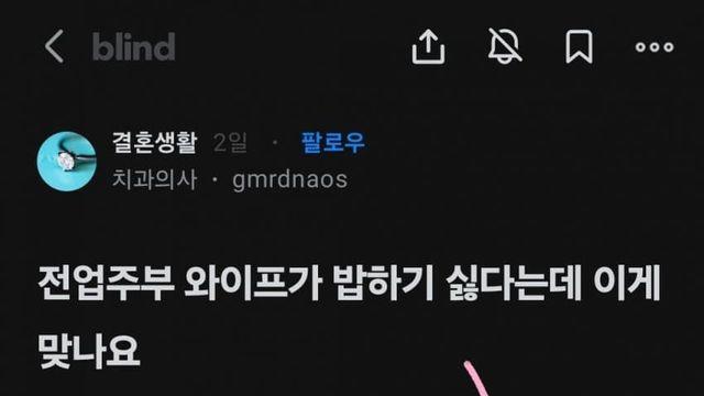 전업 와이프가  밥하기 싫다는데  이게맞아?