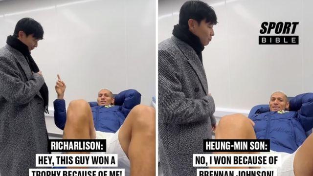 오랜만에 손흥민 만나자마자 “쏘니 우승은 내 덕! 나 준결승 MOM”...화기애애한 분위기