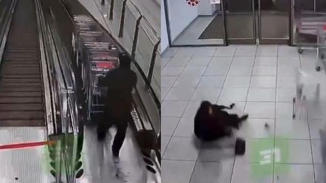 안전장치 없이 올렸다가 ‘와르르’…러시아 마트 카트 추락 영상 논란