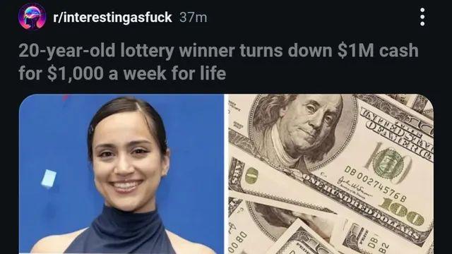 캐나다에서 복권 당첨된 사람이 당첨금 일시불 수령을 포기함