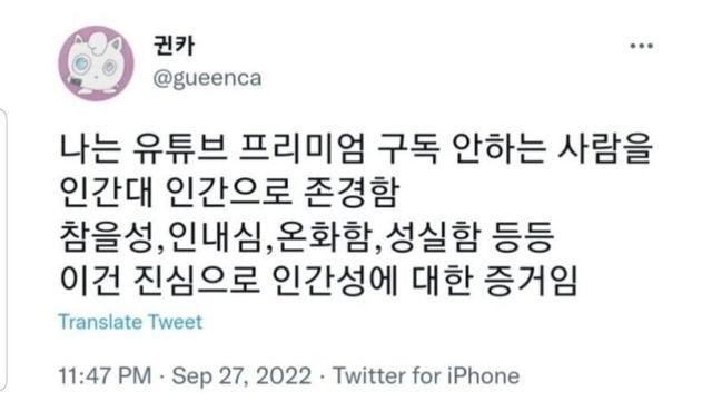 유튜브 프리미엄 안하는 사람 특