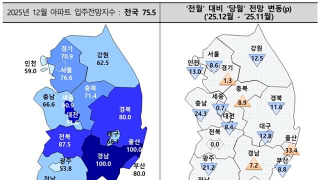 이달 전국 아파트 입주전망 '흐림'