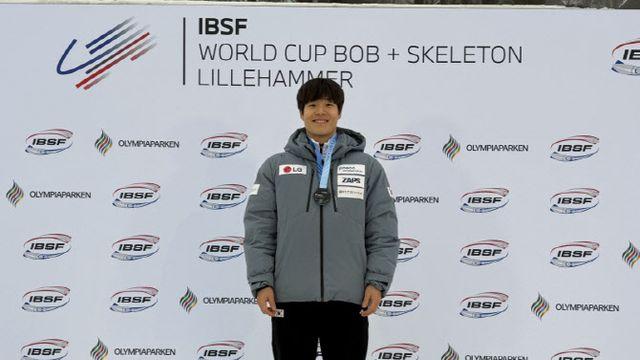 '스켈레톤 에이스' 정승기, 월드컵 3차 대회 동메달...부상 딛고 첫 포디움