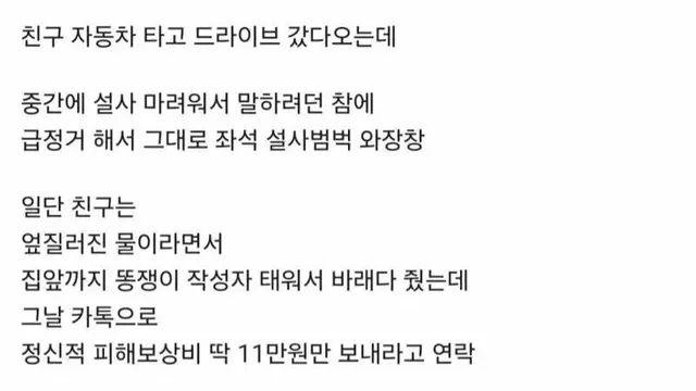 친구차에 설사한 썰