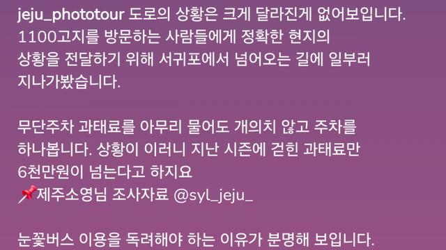 겨울에 주차 단속으로 6천만원 땡긴다는 제주 1100고지