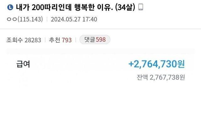 월급 270만 원이지만 행복하다는 사람