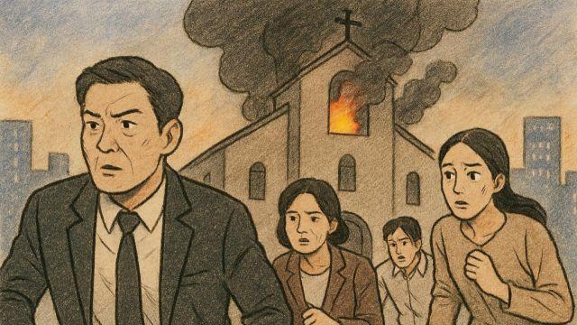 촛불 넘어져 불…인천 남동구 상가 교회서 화재