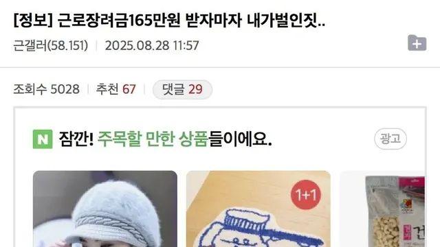 근로장려금 165만원 받자마자 한 짓