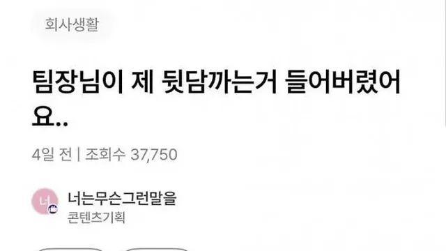 팀장이 뒷담화 하는 걸 들어버린 신입,,