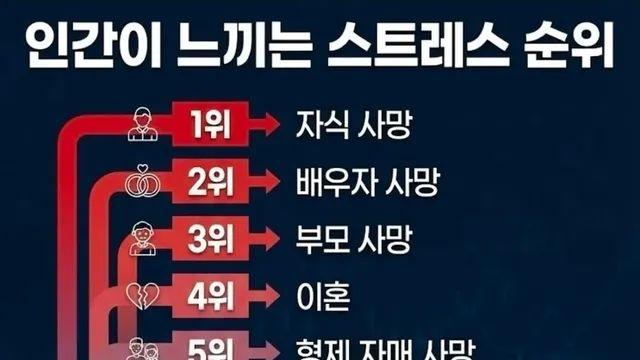 인간이 느끼는 스트레스 순위,,
