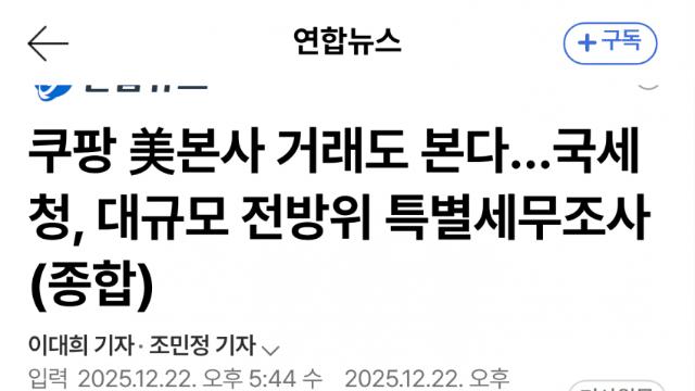 국세청, 개인정보 유출 쿠팡 전방위 세무조사…요원 150명