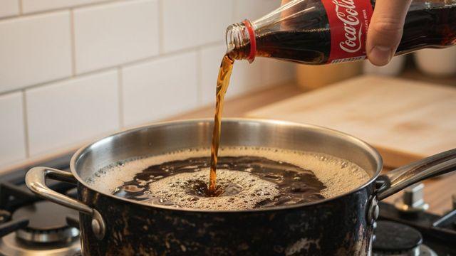 눌어붙은 냄비에 철수세미 대신 콜라를 부어보세요…이 방법을 왜 이제 알았을까요