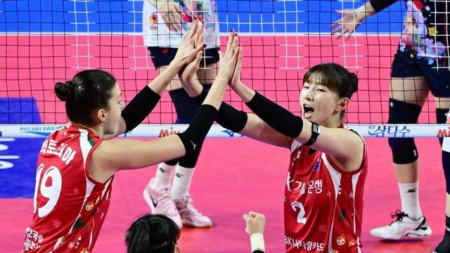 프로배구 IBK기업은행, 최하위 정관장 꺾고 연패 탈출