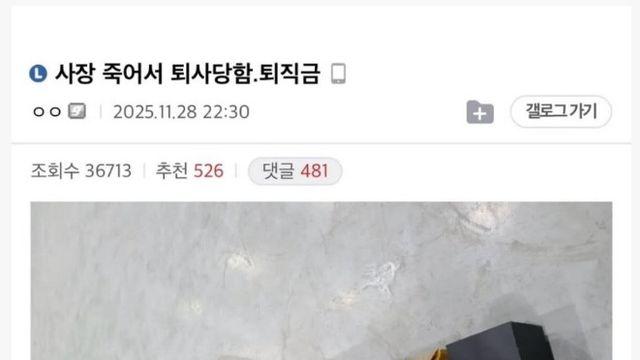 사장이 죽어서 강제로 퇴사 당함 ㄷㄷ