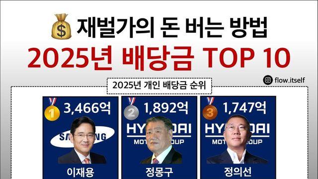 2025년 개인 배당금 TOP10