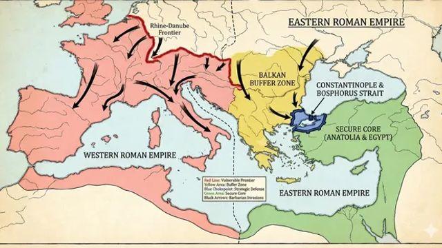 간단하게 지도로 보는 서로마가 먼저 무너진 이유 