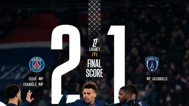 ‘LEE 명단 제외’ PSG, 48년 만의 리그 ‘파리 더비’서 2-1 승리