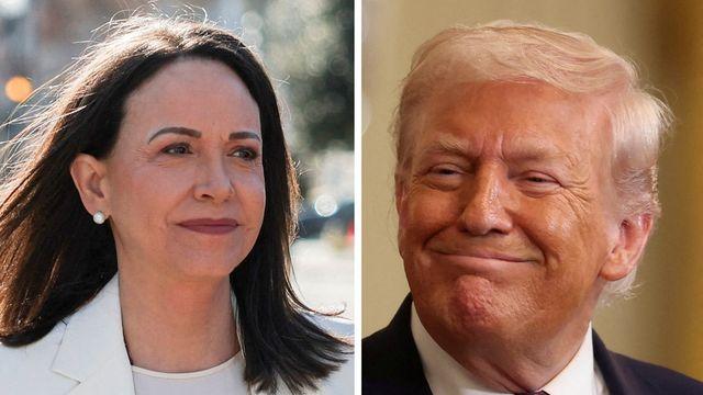 베네수 야권지도자 마차도, 트럼프에 진품 노벨평화상 전달