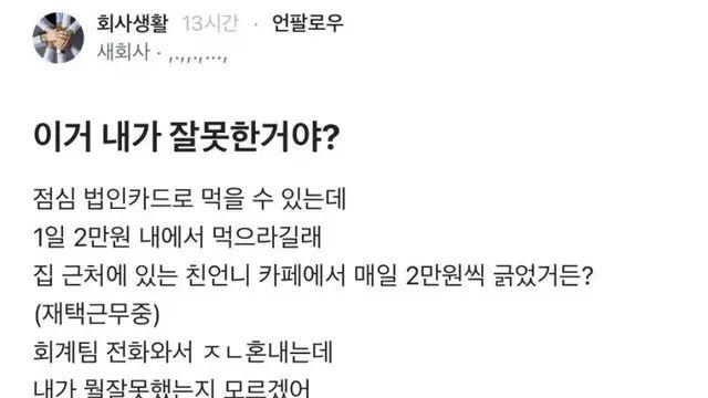 [스압] 법카로 친언니 까페에서 매일 2만원씩 긁었는데 회계팀 전화와서.JPG,,