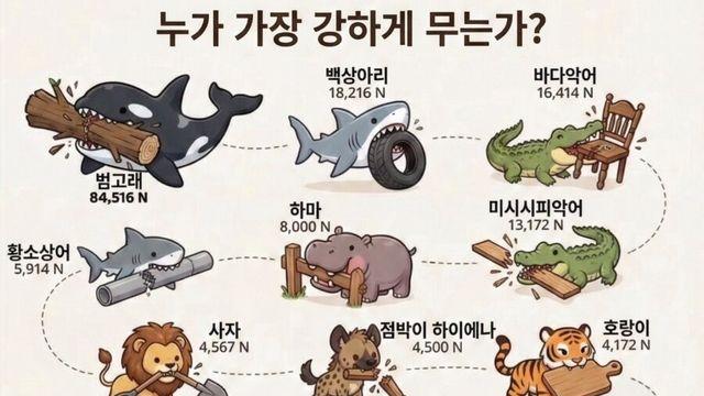 무는 힘이 강한 동물 순위